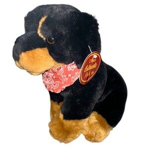 Anico VINTAGE Rottweiler 7” Puppy Dog  Soft Plush Stuffed Animal Toy Sitting NWT